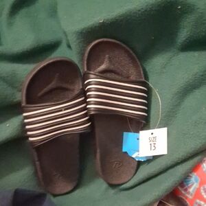 Kids Black and White Slide Sandals